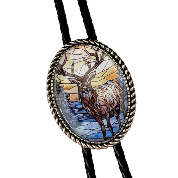 Deer  Bolo Tie - Personalized Cord Color ,length , and tips