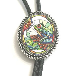 Frog Bolo Tie - Personalized Cord Color ,length , and tips /H1
