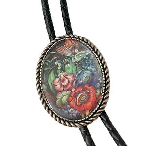 FLOWER  Bolo Tie - Personalized Cord Color ,length , and tips /FL4