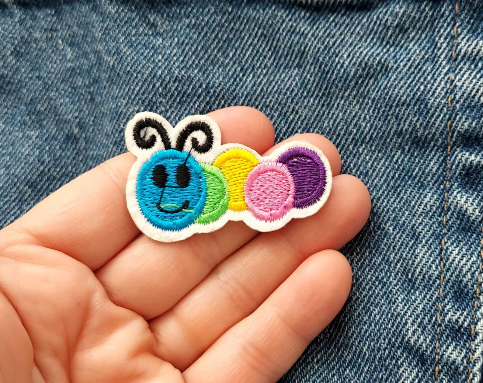 Caterpillar Patch Iron On Patch Embroidered Patch Jacket Patch Etsy