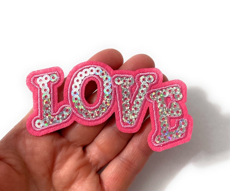 Sequin Love Patch Iron On Patch Embroidered Patch Jacket Patch Clothes Patch Applique 75