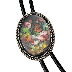 FLOWER  Bolo Tie - Personalized Cord Color ,length , and tips /FL4