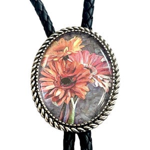 FLOWER Bolo Tie - Personalized Cord Color ,length , and tips /FL16