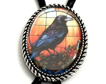 Crow Raven Bolokrawatte - Personalisierte Schnur Farbe, Länge und Spitzen / B06