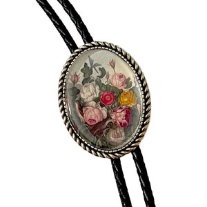 FLOWER  Bolo Tie - Personalized Cord Color ,length , and tips /FL2