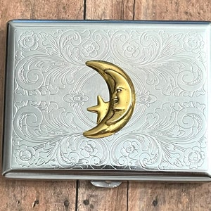 Étui à cigarettes étonnant en acier inoxydable, étoile de lune céleste, qualité supérieure / T07