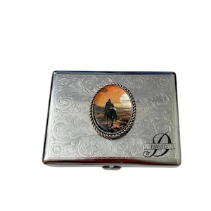 Portasigarette in acciaio inox Western Cowboy Porta biglietti da visita ID /C5