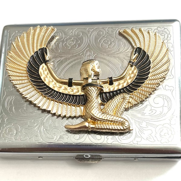 Stainless Steel Egyptian king symbol Cigarette Case Business Card ID Holder /T21