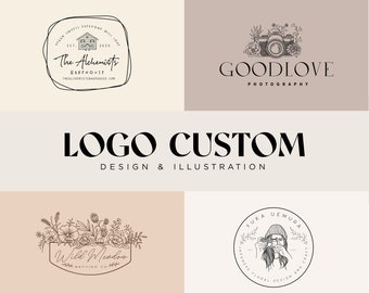 Je crée un logo personnalisé dessin à la main, logo botanique, logo floral, logo féminin, logo beauté, logo minimaliste, logo photographie, logo bohème