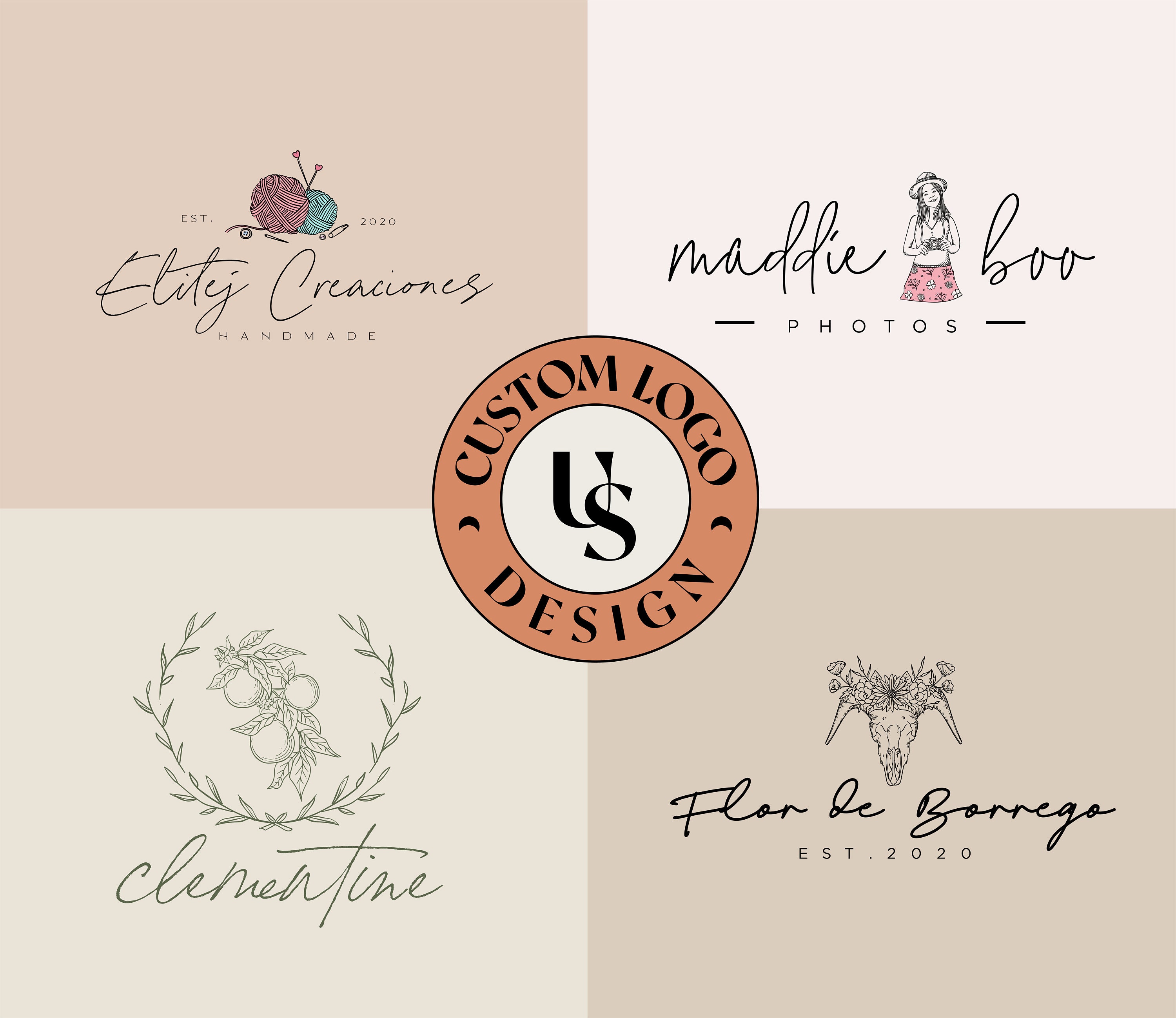 Individuelles Logo-Design: Botanisch, Boho, Feminin (Digitale Dateien)