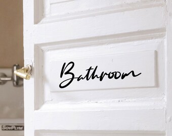 Bathroom Door Decal, Glossy Vinyl Sticker Sign