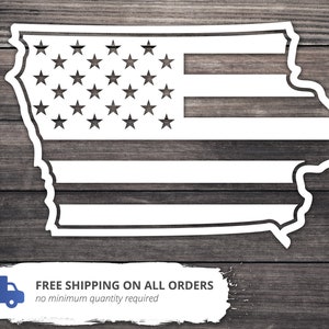 Iowa State Decal / Iowa American Flag Car Cup Decal / Iowa Native / Iowa Americana Home Roots Decal / Iowa State Custom Decal