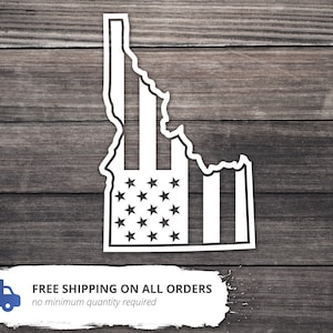Idaho State Decal / Idaho American Flag Car Cup Decal / Idaho Native / Idaho Americana Home Roots Decal / Idaho State Custom Decal