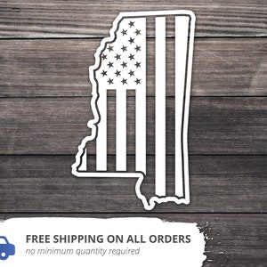Mississippi State Decal / Mississippi American Flag Car Decal / Mississippi Native / Mississippi Home Decal / Mississippi State Decal