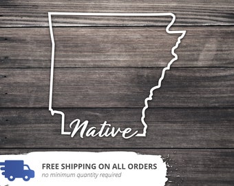 Native Arkansas State Decal: Glossy Vinyl Home State Sticker