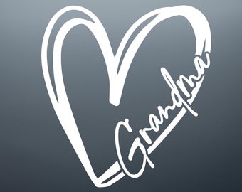 Grandma Heart Car Decal, Personalized Gift