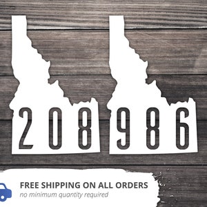 Idaho State Decal / Idaho Area Code Sticker Decal / Idaho Native / Home State Decal / Idaho Custom Decal / Boise City Idaho