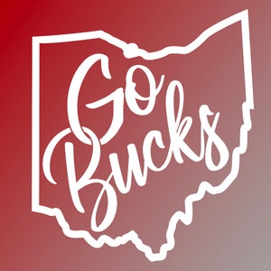 Football Fan Decal - Ohio Pride Tailgate Decor - Go Bucks Vinyl Decal - OSU Ohio State Buckeye Decal For Car Wall Cup - Script Ohio