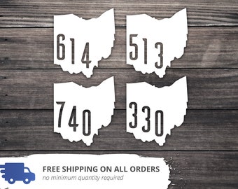 Ohio State Decal / Ohio Area Code Car Decal / Ohio Sticker / Ohio Native / Ohio Home State Decal