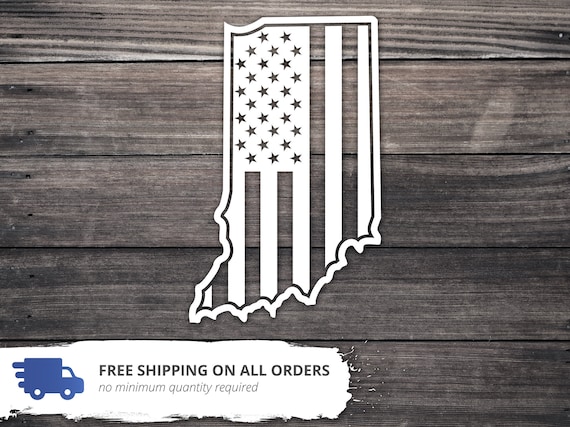 USA State Car Decal - Indiana Shape Vinyl Sticker, 4" X 4" Approx., Outdoor Removable Vinyl For Car Window - View #9