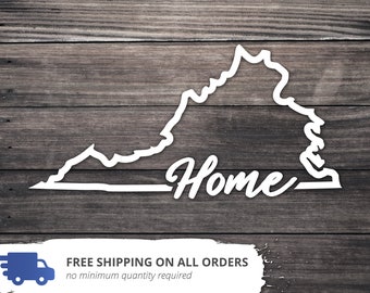 Virginia Home State Decal: Glossy Vinyl Bumper Sticker