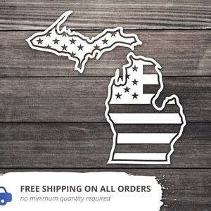 Michigan American Flag Vinyl Decal, Car, Laptop, Tumbler