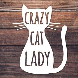 Crazy Cat Lady Cup Car Window Decal / Cat Lover Mug Decal Gift / Fur Mom Baby Decal Sticker / Cat Mom Mama / Yeti Laptop Window Cup Decal