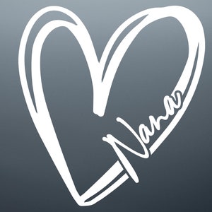 Nana Heart Decal, Personalized Grandma Car Sticker