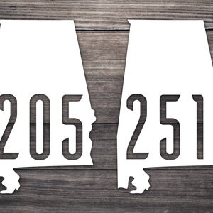 Alabama State Area Code Decal / Montgomery 334 / Birmingham 205 ...