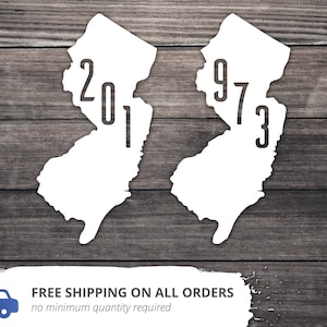 New Jersey State Decal / New Jersey Area Code Car Decal / New Jersey Sticker / New Jersey Native / New Jersey Home Decal