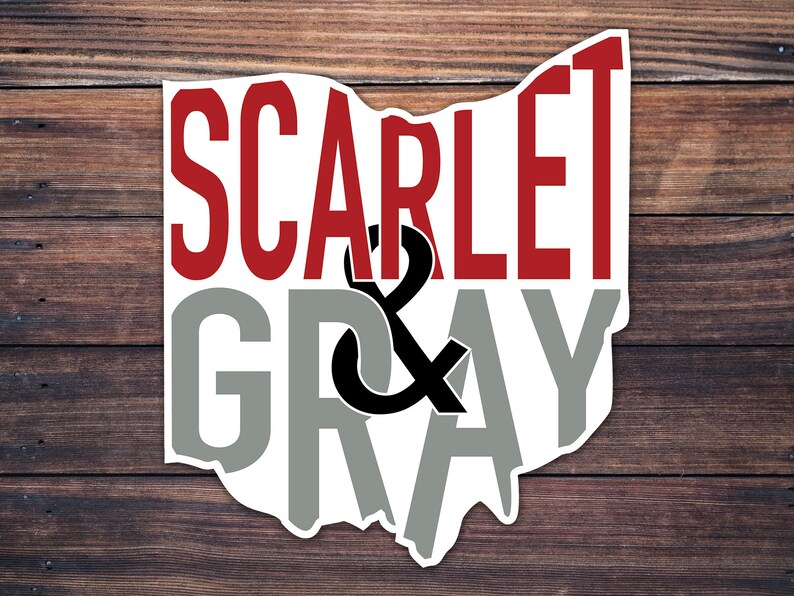 OSU Ohio State Buckeye Scarlet And Gray Decal White ...