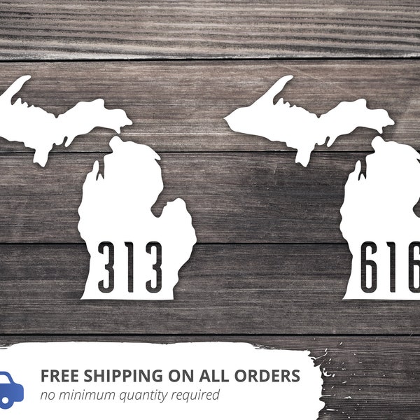 Michigan State Decal / Michigan Sticker / Michigan Area Code Decal / Home State Decal / Detroit 313 / Grand Rapids 616