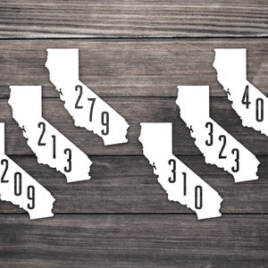 California State Decal / CUSTOM Area Code Decal / Los Angeles 213 / San Diego 619 / San Jose 669 408 / San Francisco 415 / California Home
