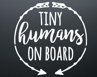 Tiny Humans On Board Car Decal - Family Car Sticker