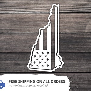 New Hampshire State Decal / New Hampshire Sticker / New Hampshire Decal / American Flag / New Hampshire Home State / New Hampshire FlagDecal