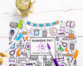 Washable Ramadan Coloring Silicone Placemat