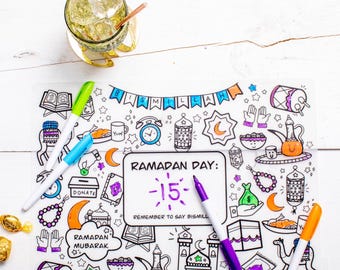 Washable Ramadan Coloring Silicone Placemat