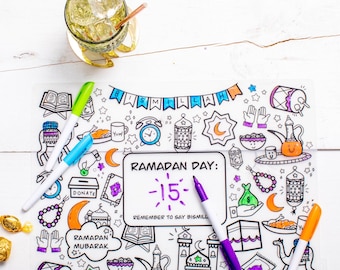 Washable Ramadan Coloring Silicone Placemat