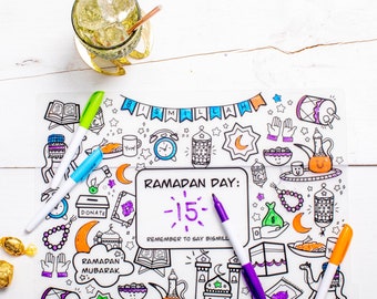 Washable Ramadan Coloring Silicone Placemat
