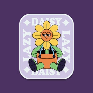 Lazy Daisy Plant Sticker | Waterdichte Sticker | Plantensticker | Waterfles Sticker | Laptop Sticker | Milieuvriendelijke sticker