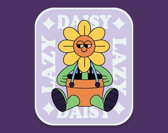 Lazy Daisy Plant Sticker | Waterproof Sticker | Plant Sticker | Water Bottle Sticker | Laptop Sticker | Eco-Friendly Sticker