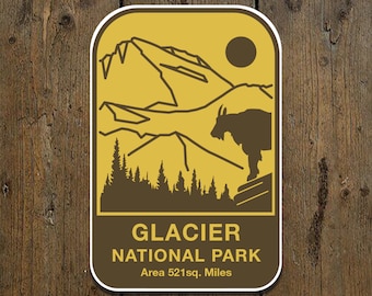 Glacier National Park Sticker, Vintage, Eco-Friendly, Hydro-flask, Van Sticker, Sticker, Gift for Travellers, Decal Car,