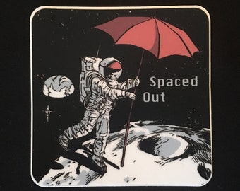 Spaced Out Sticker 3x3 | Sonnensystem Astronaut Weihnachten Geschenk Weltraum Planeten Wasserfest Vinyl Aufkleber für Wasserflaschen und Laptops