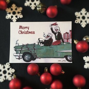 Buon Natale 4x6 Cartolina / Saluto alle vacanze retrò / Divertente arte di Babbo Natale