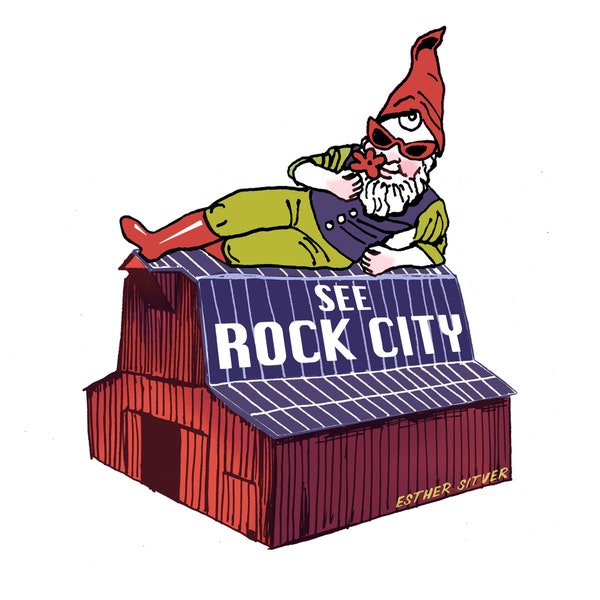 Rock City Gnome Sticker | Lookout Mountain Tennessee Souvenir Gift Whimsical Illustration for Laptops, Water bottles | See Rock City