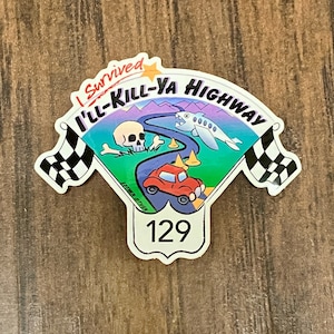 Ik zal-Ya-snelweg Alcoa Hwy sticker | Smoky Mountains Tennessee Souvenir US 129 Autoracen Illustratie voor laptops, waterflessen