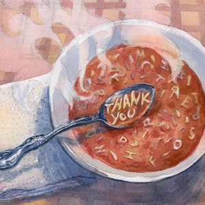 Cartão postal de agradecimento 4x6 - Sopa de letras - Cartão postal artístico - Cartão gastronômico - Cartão de agradecimento de Natal