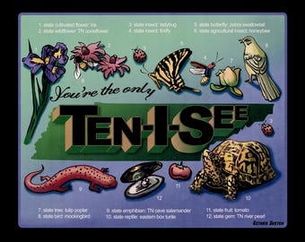 You're the only Ten I See Tennessee Print, tennessee state symbols illustration