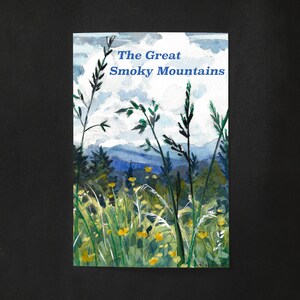 Great Smoky Mountains 4x6 cartolina / illustrazione dei parchi nazionali / estetica degli appalachi del Tennessee / stampa d'arte del bosco della foresta sudorientale