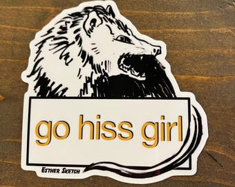 Go Hiss Girl Sticker | go piss girl gossip girl meme possum decal feral art Waterproof Vinyl Sticker for Water bottles and Laptops
